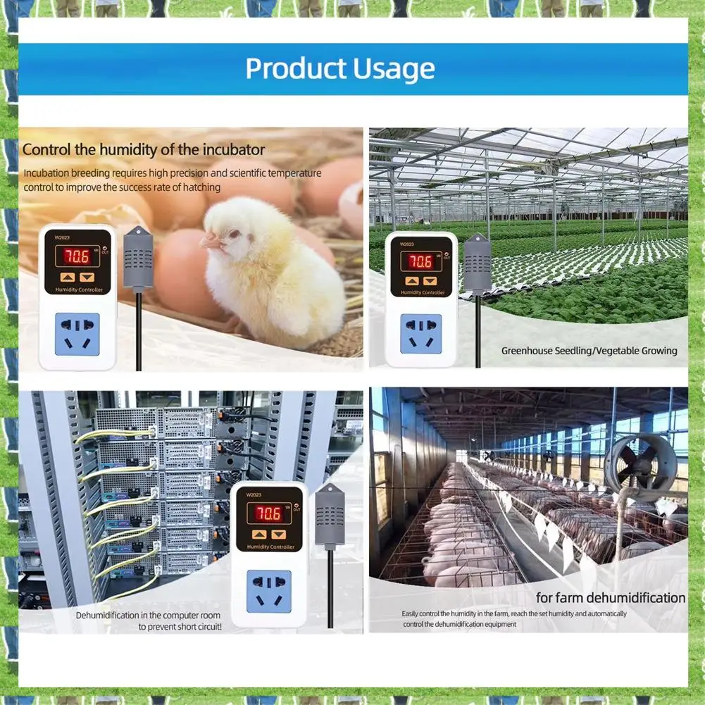 FTS W2023 Digital Display Humidity Controller Humidifier Humidification Smart Humidity Control Socket US Plug