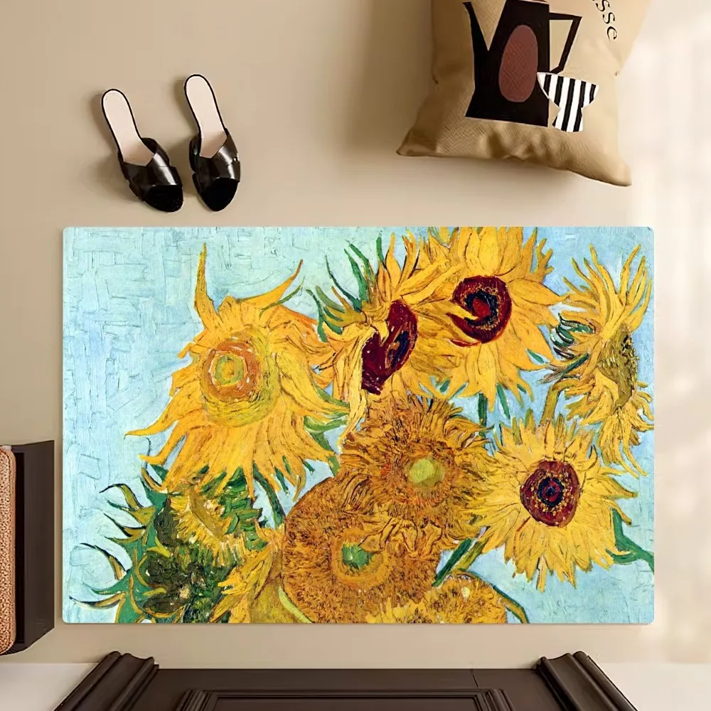 Vincent Van Gogh The Starry Night Floor Mat Bedroom Kitchen Door Bath House Super Absorbent Foot Non-slip