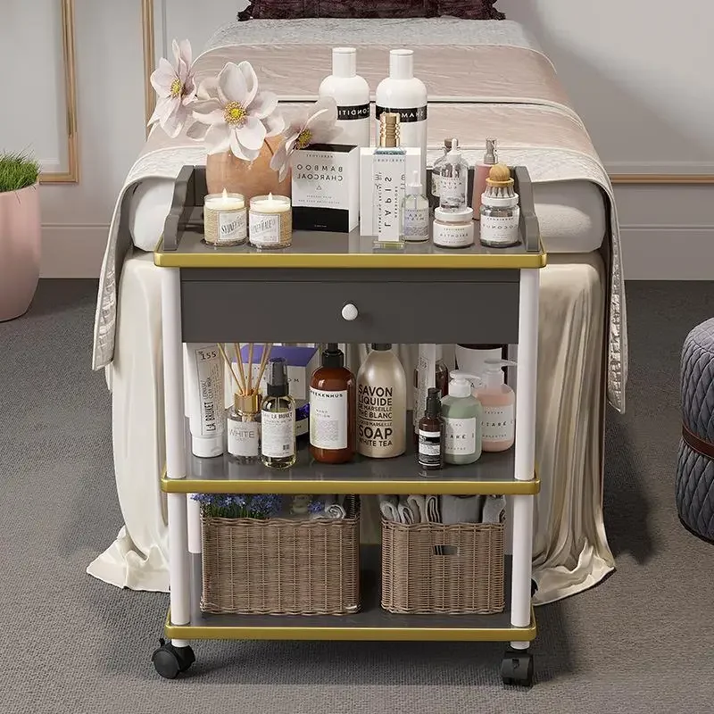 Wagon Room Trolly Salon Barber Station Beauty Table on Wheels Cosmetic Wine Trolley Utility Cart Cosmetologist Furniture Wood