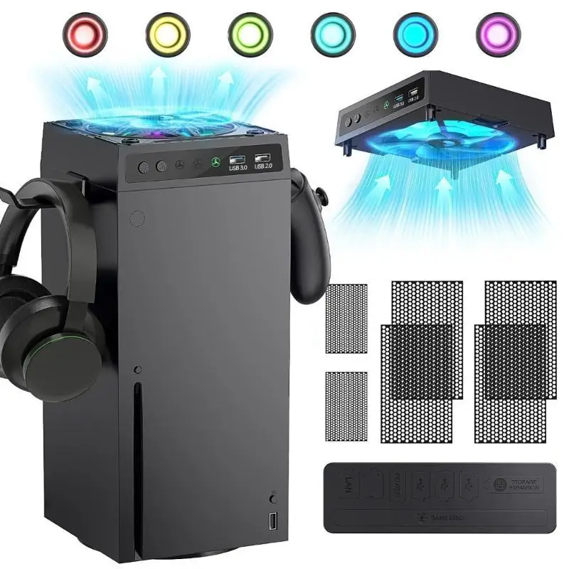 Y1ub سرعة التبريد مروحة LED أضواء ملحق ألعاب هادئ لأجهزة اللعبة