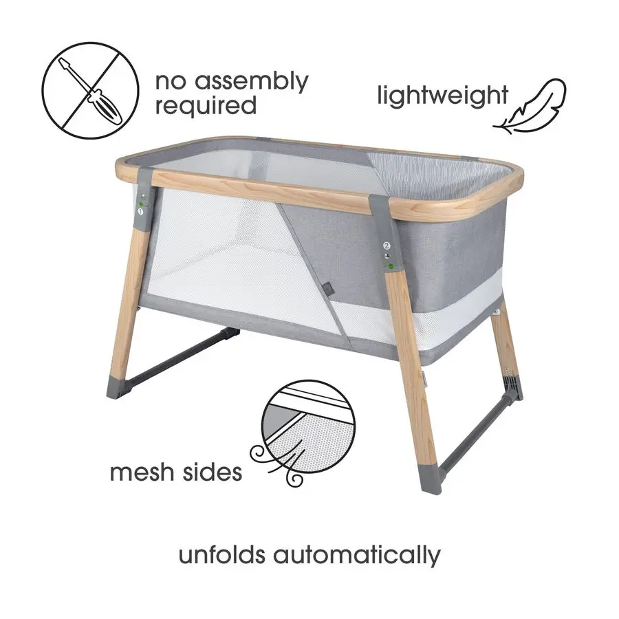 سرير أطفال محمول خفيف الوزن، منخفض، سرير سفر مسطح قابل للطي مع جوانب شبكية، مضاد للإمالة، 2 أغطية مرتبة مناسبة حسب الطلب #5