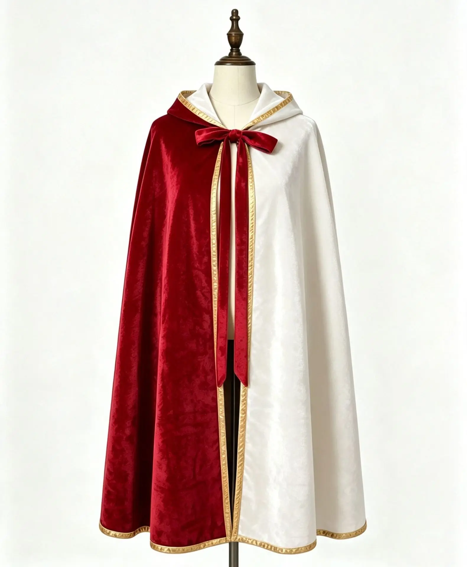 Vintage Kapuzenumhang aus Samt mit Goldrand, Renaissance-Hexenkostüm, mehrfarbig, Halloween, Feiertagsparty, Maskerade, Cosplay-Robe – Detail 8