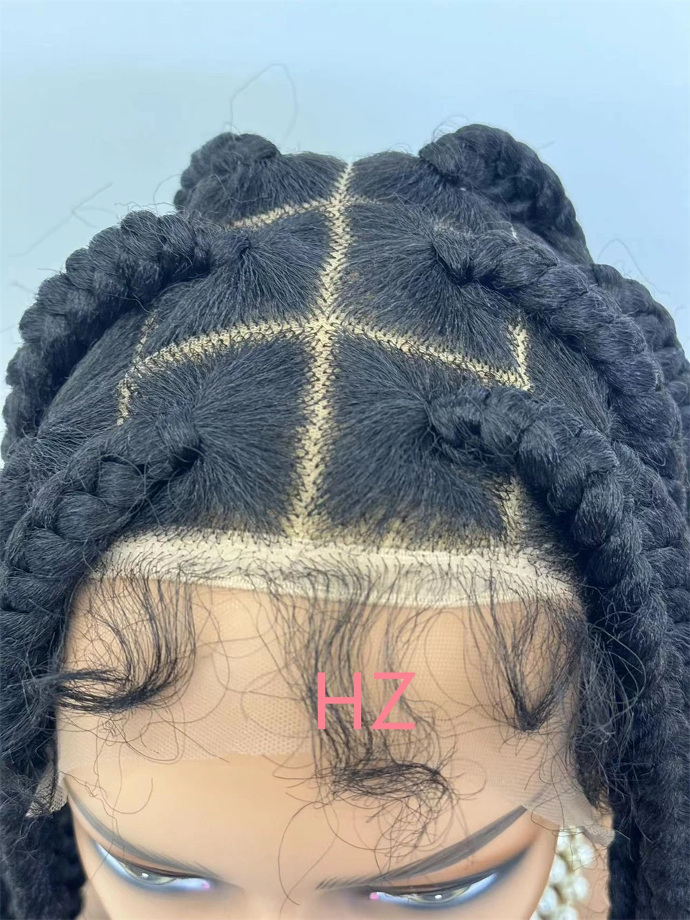 HZ Синтетические полные кружевные плетеные парики без узлов, твист-косички, парики для чернокожих женщин, прямой кружевной передний плетеный парик с