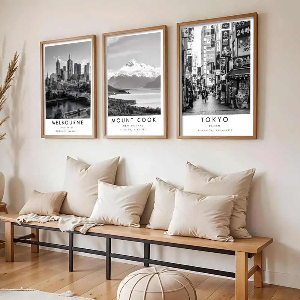 Travel City Poster Stickers HD Painting Self-Adhesive Art for Bedroom Living Room Home Decor Modern Wall Decals Gift