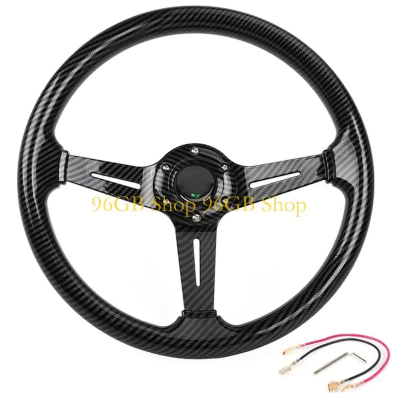 

96GB 14Inch Carbon Fiber Pattern Steering Wheel Aluminum ABS Coating For Enhancing Driving Control Vehicle Customization