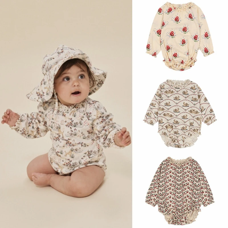 

Infant Baby Girl Romper 2024 Spring Long Sleeve Newborn Rompers Infant Jumpsuits Baby Onepiece Fashion Baby Girl Clothing