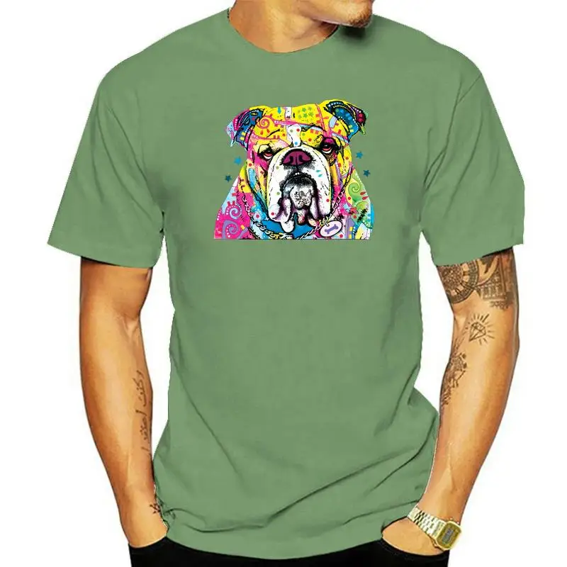 Casual T-shirts Hip Hop Style Tops Tee S-2xl Neon English Bulldog Men T-shirt Black