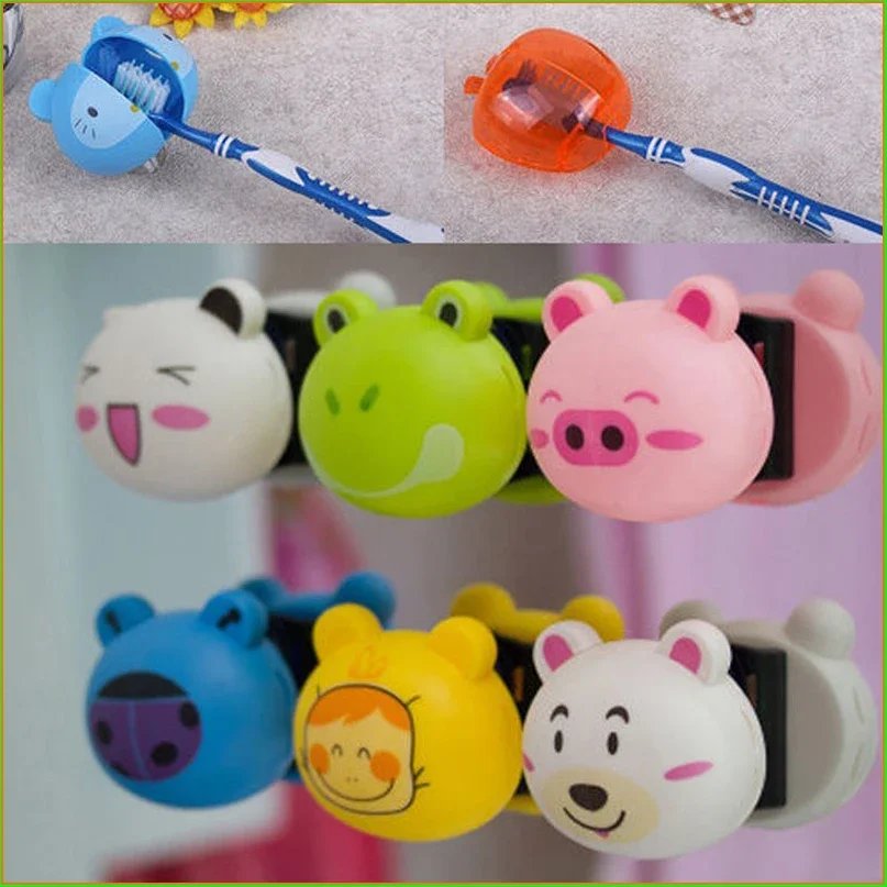 1Pc Cartoon Toothbrush Holder Cute Funny Animal Wall Mount Hooks with Wall Suction Cup Bathroom Decor Accessories Gift for Kids