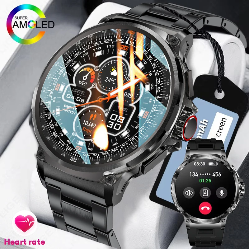 

LIGE 1.85"Ultra HD AMOLED Screen Smart Watch Men Blood Pressure Monitor Bluetooth Call Sports Fitness Smartwatch For Android iOS