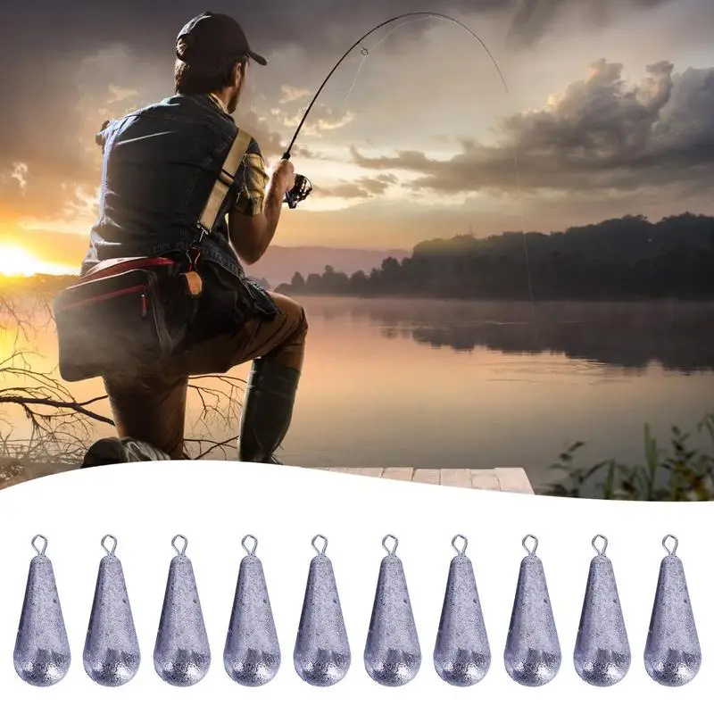 10pcs Drop Shot Weights Teardrop Shape Sturdy Lead Fishing Weights Sinkers 360 Degree Rotatable Drop Shot Rig Multifunctional