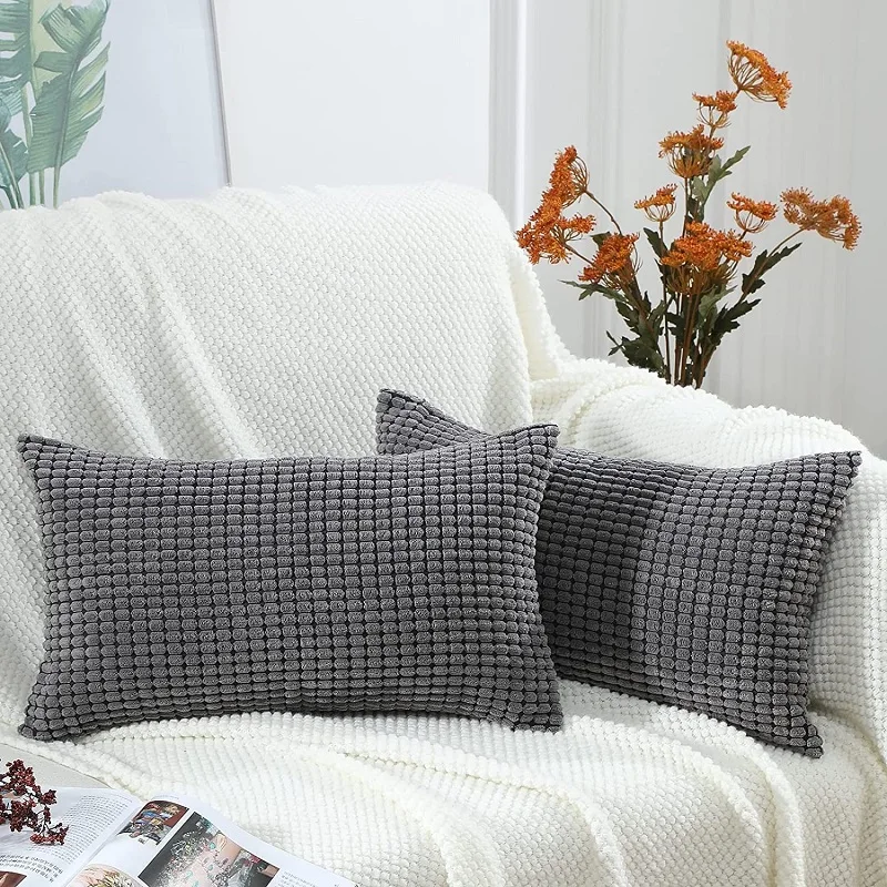 

Inyahome 30x50cm 45x45cm 50x50cm Home Decor Corduroy Striped Throw Cushion Cover Pillow Case Farmhouse Indoor Outdoor Coussin
