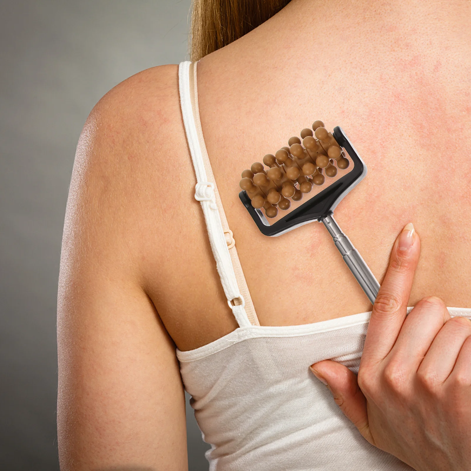 

Stainless Steel Telescopic Back Scratcher with Rolling Wheel Manual Massage Stick for Full Body Relief Fitness Massager 3Pcs Set