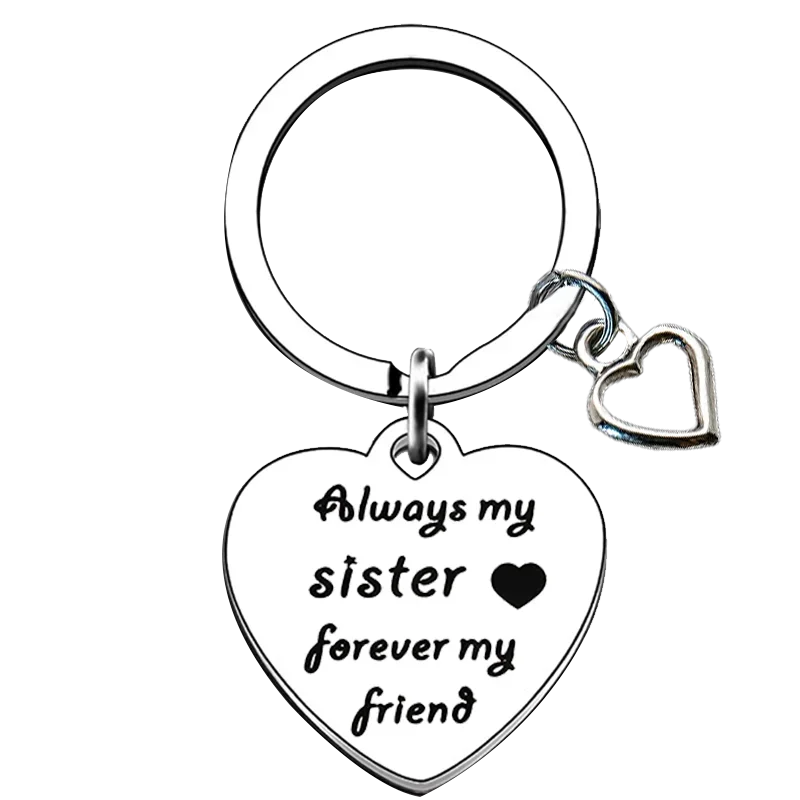 Cute Sister Gifts Keychain Women Girl Long Distance Birthday Gifts Key Chain Pendant Always my sister forever friend