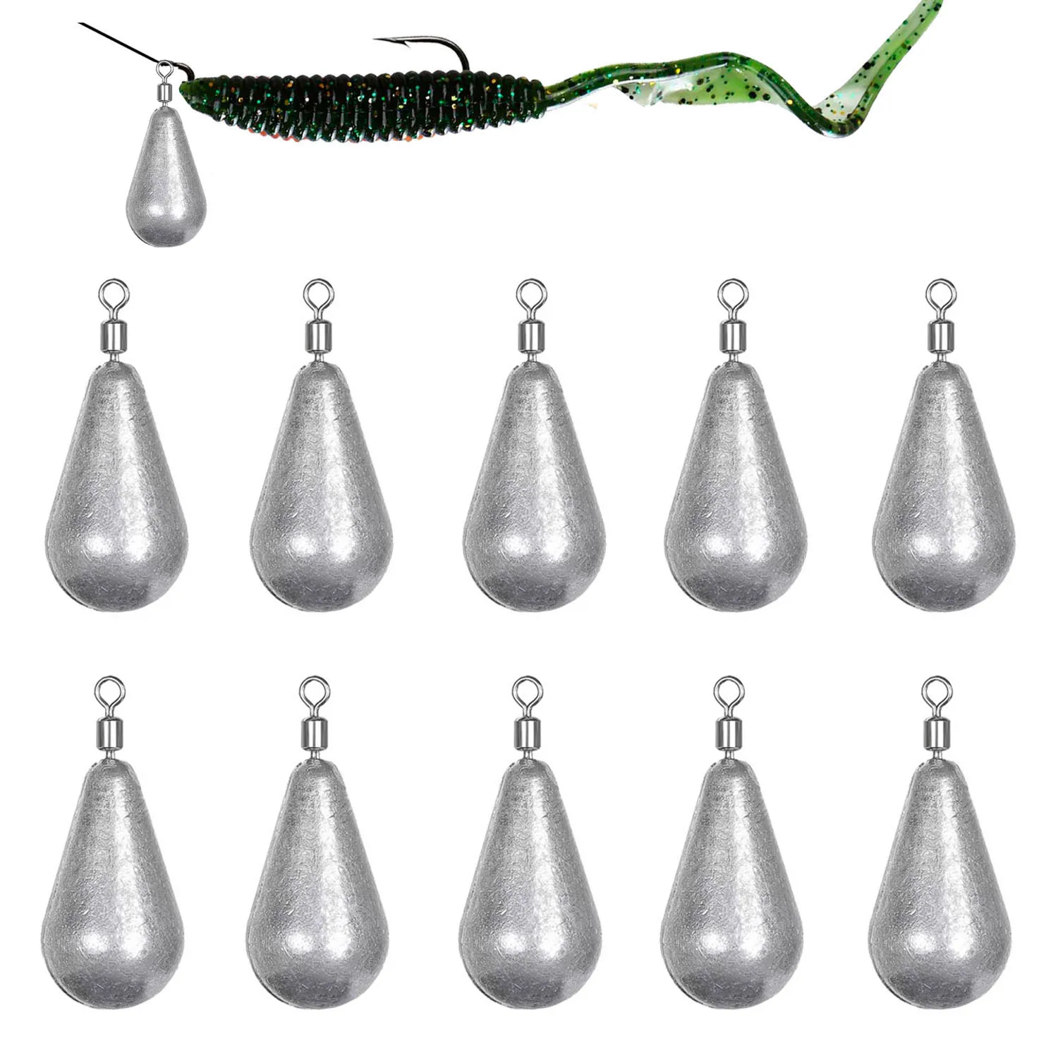 10 Stück/Set Angelgewichte 3,5g 5g 7g 10g 14g 20g Weichköder-Sinker Bass-Angelzubehör – Detail 1