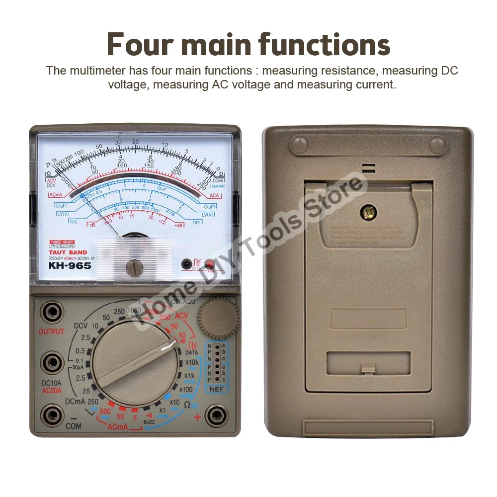 KH965 Analog Multimeter Universal Meter Pointer Display Electrical Tester AC DC Voltage Current Resistance With Test Pen Buzzer