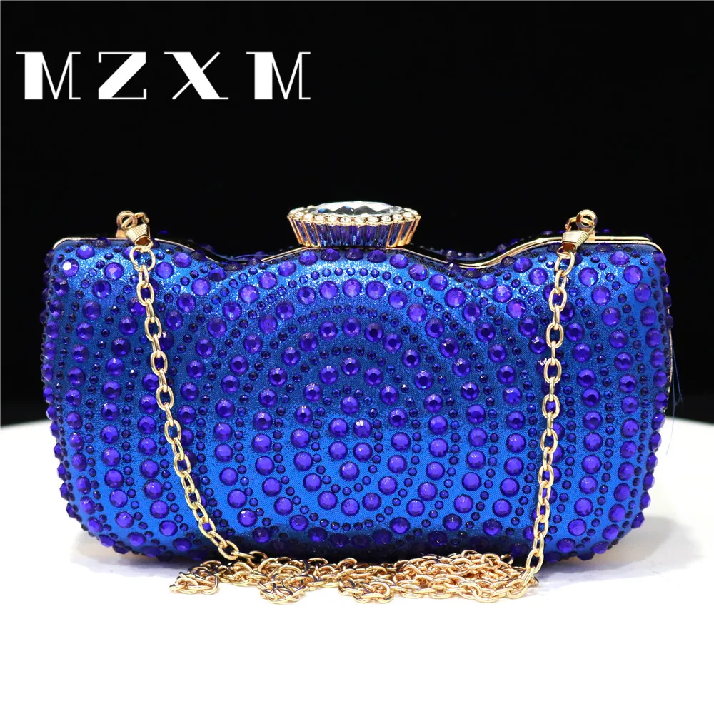 New Women's Handbag Round Crystal Paved Double Sided Diamond Metal Chain Handbag Exquisite Evening Bag