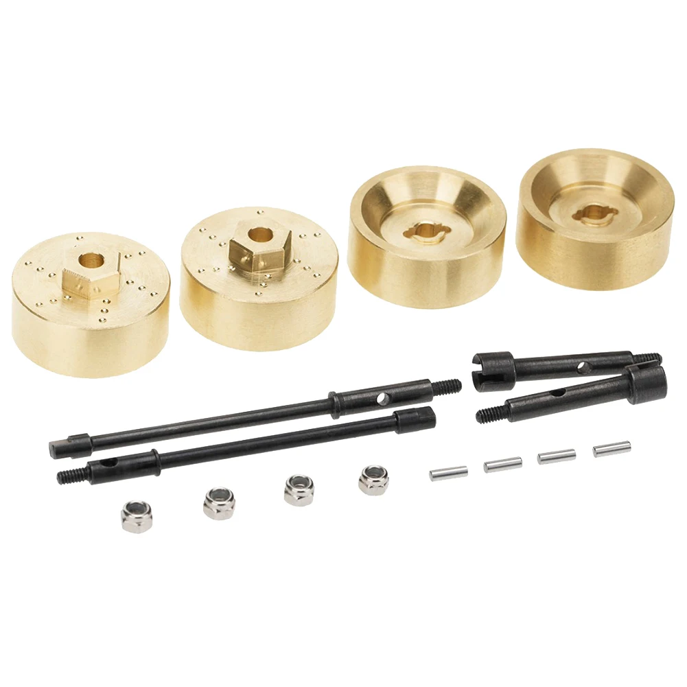 

Front Rear CVD Drive Shaft +6mm Steel Axles Brass Weights Widen Wheel Hub Set for 1/24 Axial SCX24 Upgrade Parts