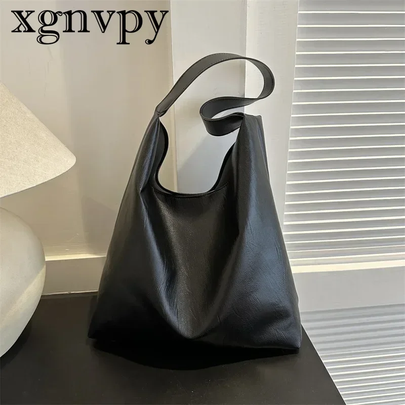 xgnvpy Niche Bag Women\'s New Simple All-in-one Handbag Single Shoulder Large Capacity Underarm Bag Commuter Bucket Tote Bag