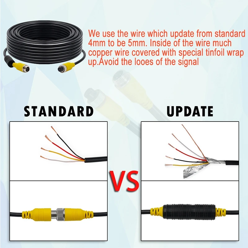 4 Pin Car Video DVR Cable Reversing Aviation Head Car Camera Video Cable Extension Cable Wire For Car Truck