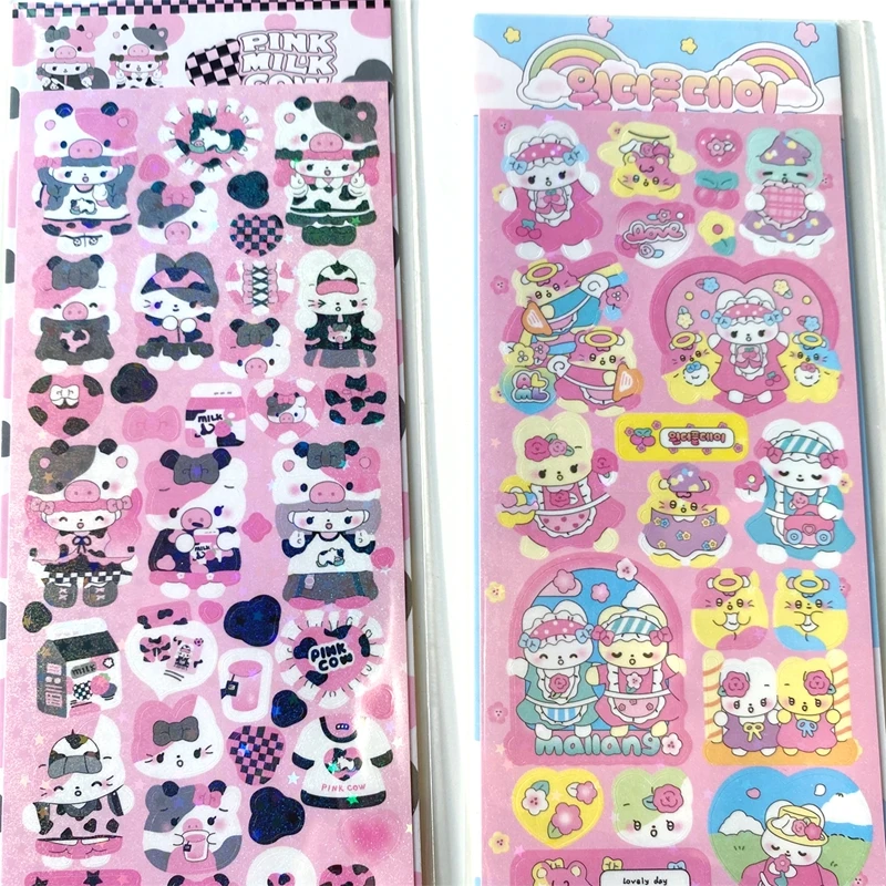 4pcs Cute Variety Rabbit Stickers Hand Account Idol Card DIY Material Decorative Sticker Personalized Korean Kawaii Stationery