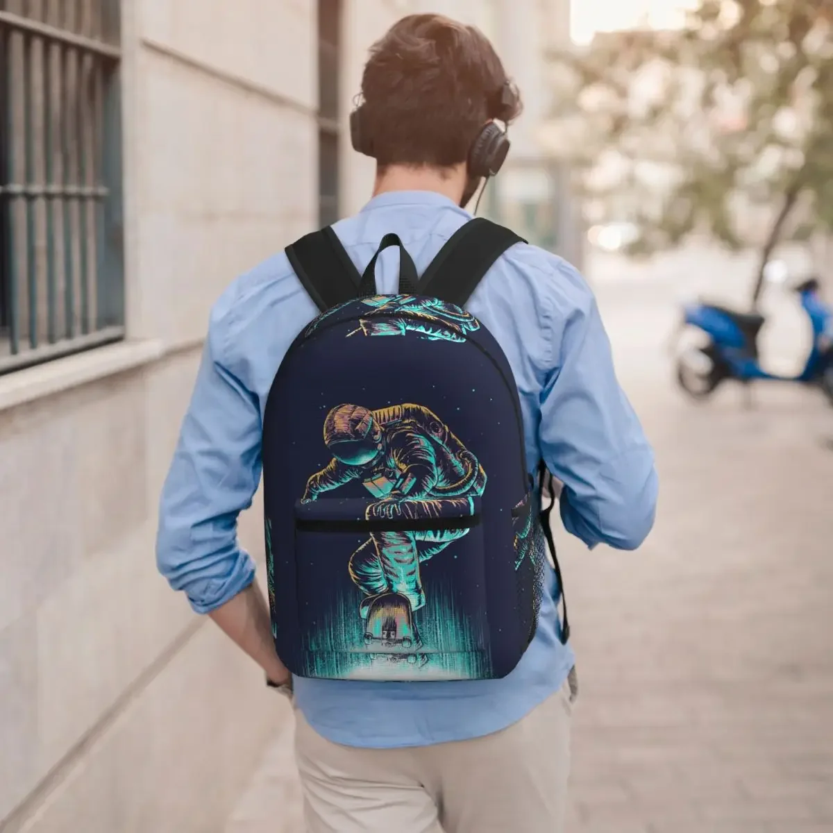 Futuristic Astronaut Glowing Blue Backpack Boys Girls BookBag Children School Bag Computer Shoulder Bags for Men Women