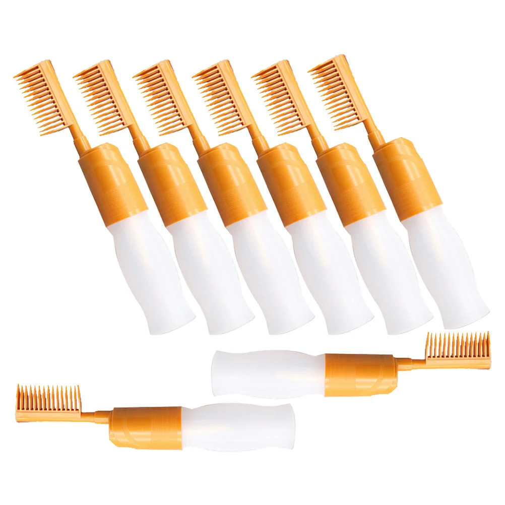 

8Pcs Hair Dye Bottle Comb Applicator Brush Multipurpose Styling Tool Portable Compact Design for Precise Application Orange