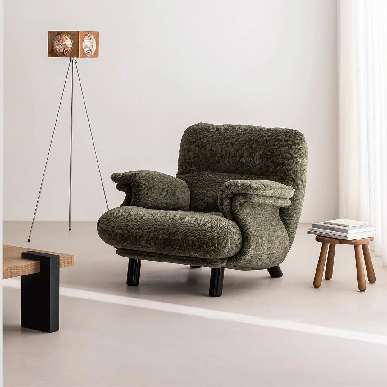 

Straight row creative fabric sofa small apartment living room leisure chair high sofa