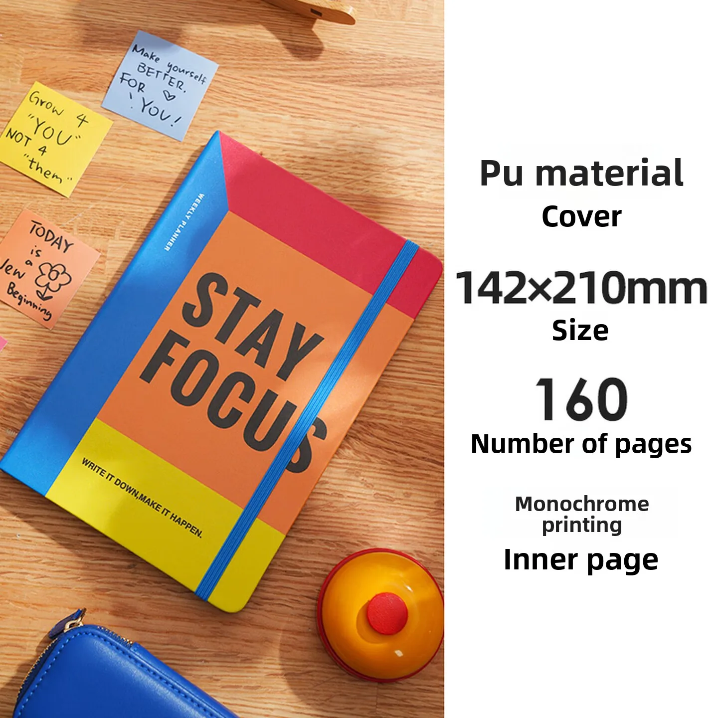 A5 Undated Weekly Planner Notebook with Eight Grid Layout, 160 Pages of 100gsm Thick Paper, Smooth Writing for Personal Planning