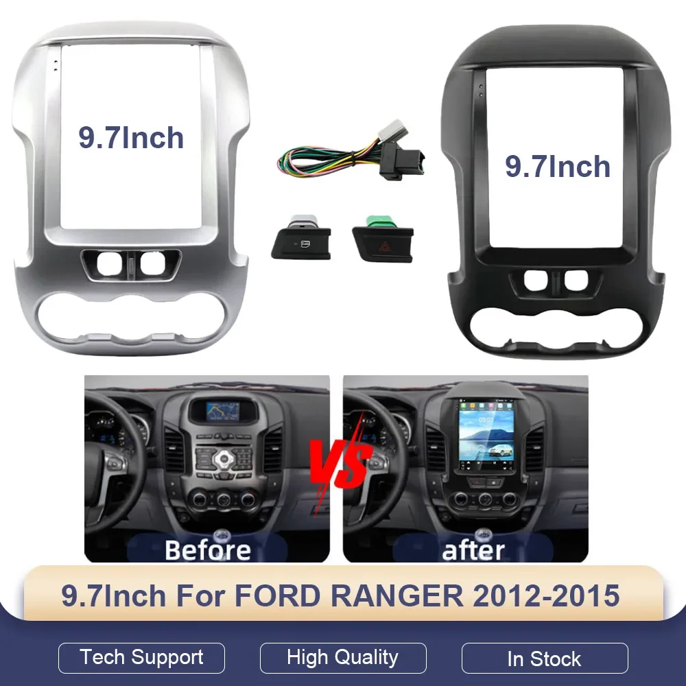 

For Ford Ranger 2012-2015 9.7" For Tesla Style Car Stereo Fascia Panel, 2 Din DVD GPS Navigation Player Dash Mount Frame