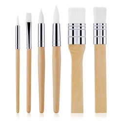 Kit de UDS acrílica de madera, 6 juego de pinceles de pintura, pinceles de artista para óleo, lienzo de acuarela, suministros de pinceles para pintar DIY