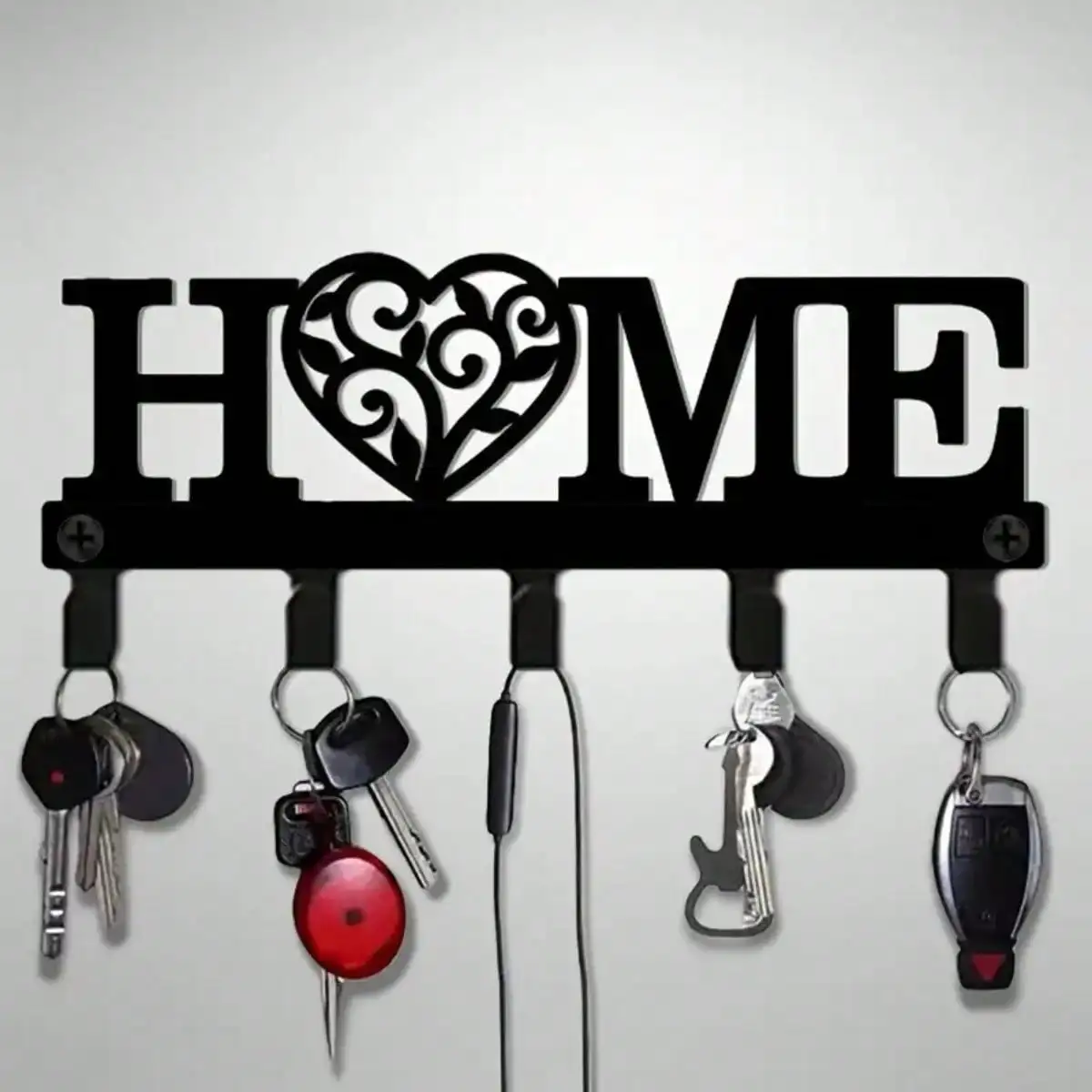 Multi-function Wall Mount Key Hook Rack Easy Install Home Storage Organizer for Key Coat Hat Bag view 2