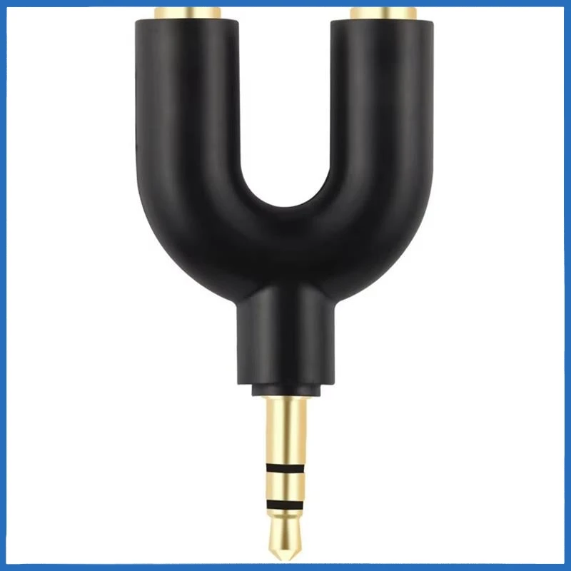 U Type Adapter Y Shape 3.5mm Stereo Audio Jack Headphone 1 to 2 Earphone Microphone Splitter For MP3/4 Player Share Music A2