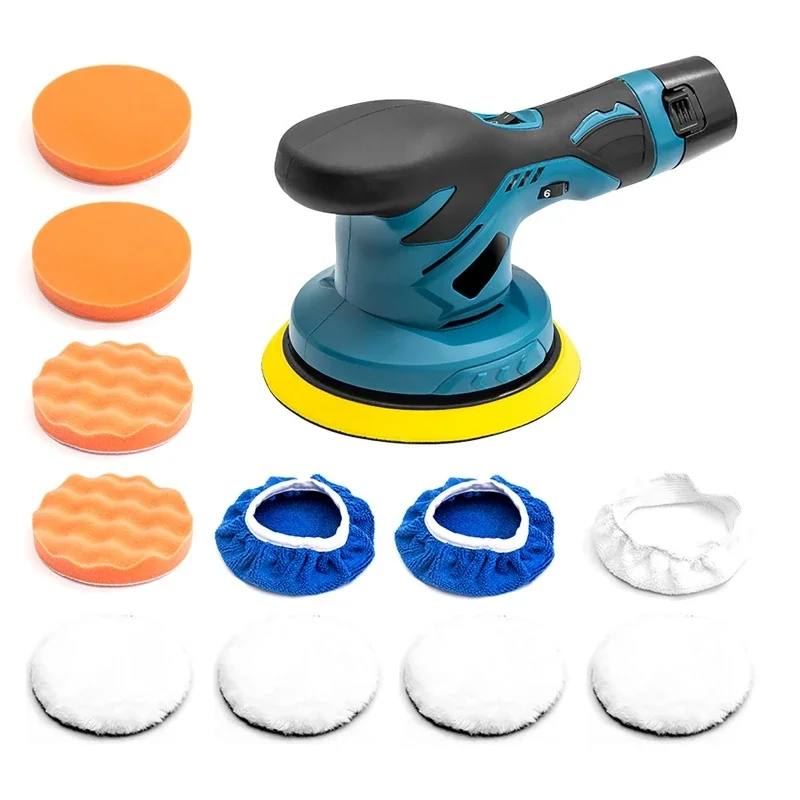 Car Polisher Machine Wireless Electric Polishing Wax Tool Adjustable 6 Speed Cordless Polish Waxing Machine with11pcs accessorie