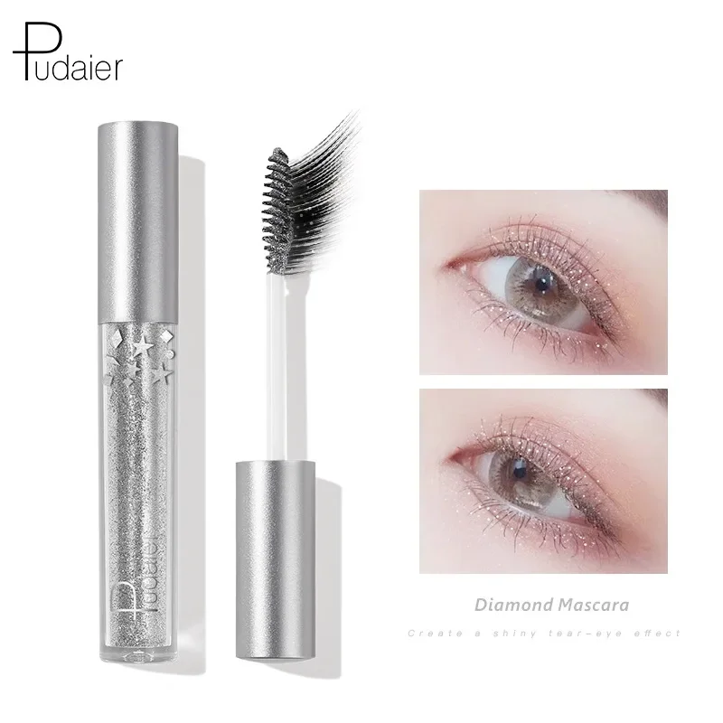 Free Shiping Diamond Glitter Pearly Mascara Eyelashes Curling Extension Makeup Sequins Stage Lengthens Eye Lash Mascara Cosmetic