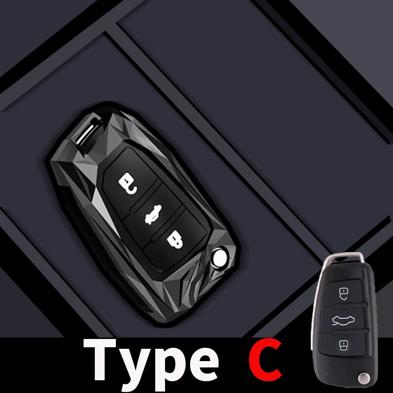 

zinc alloy Flip Key Case Cover Holder For Audi A1 A3 A6 A6L Q2 Q3 Q7 TTS R8 S6 RS3 Key Protection Shell Fob Accessories