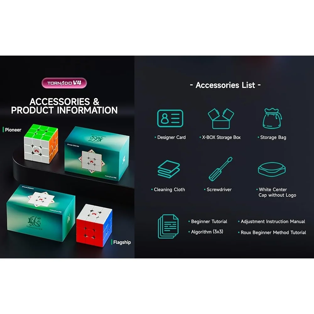 2024 Magnetic Speed Cube QY X Man Tornado V4 M Flagship 3x3 Smooth Turning High-Speed Competition Speedcubing Durable Design