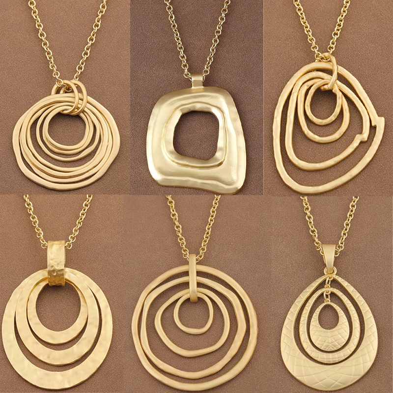 

Matte Gold Color Long Gold Chain With A Chic Irregular Pendant Necklace For Women Exquisite Gift Jewelry Daily Wearing