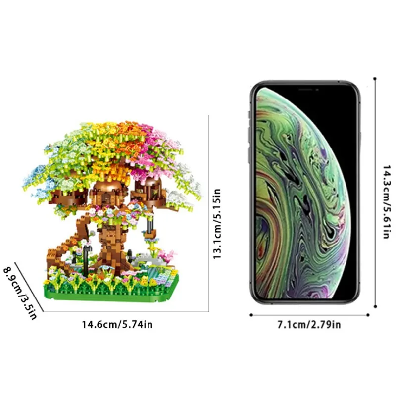 Scolorimento fai da te fiore di ciliegio fiore casa sull'albero blocchi di costruzione Mini mattoni modello bambini Puzzle fai da te giocattoli regalo di festa