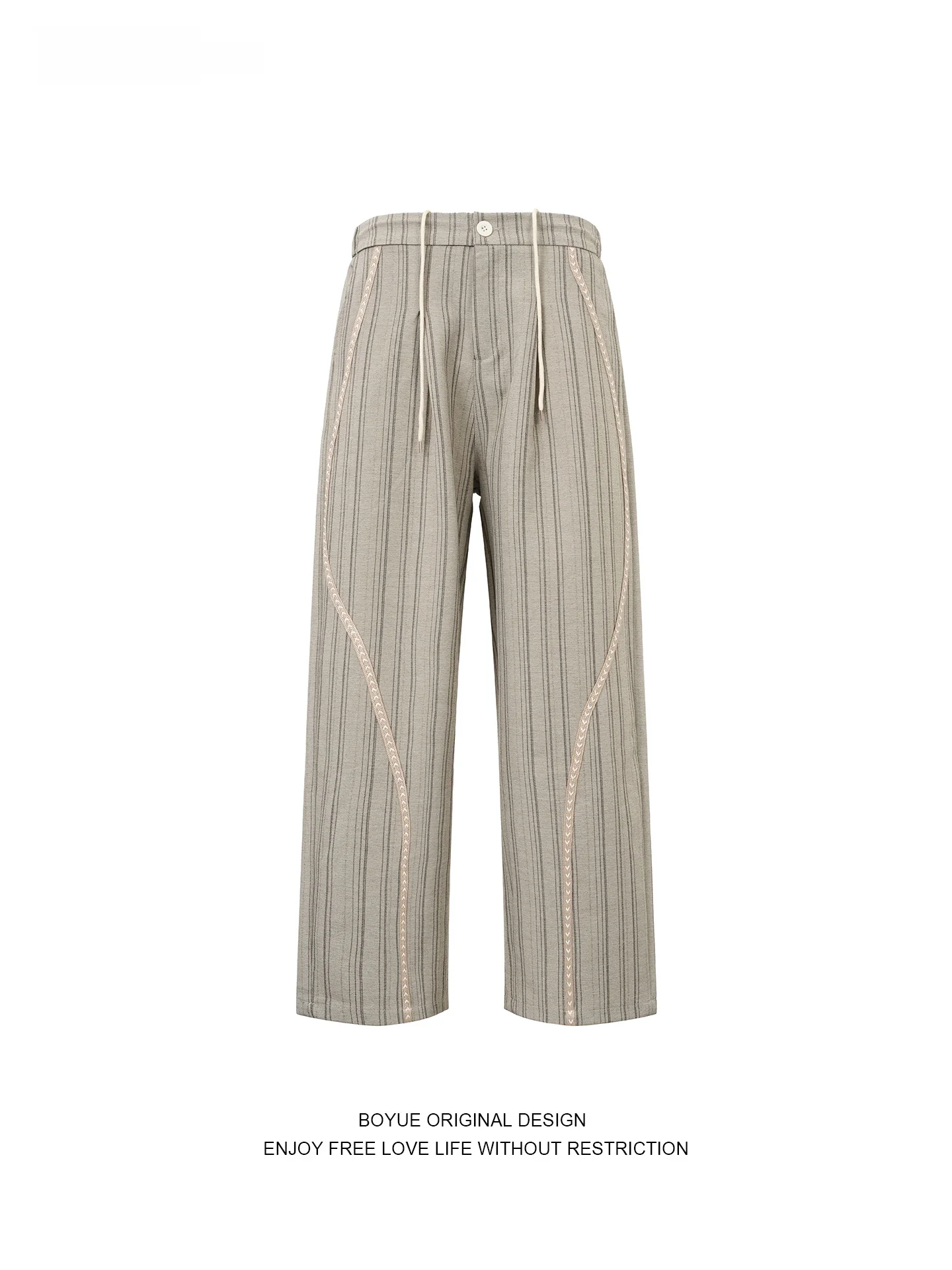 

Boyue American Retro Striped Casual Pants Men's Loose Wide Leg Drapey Design Long Trousers Women's Comfortable Faionable
