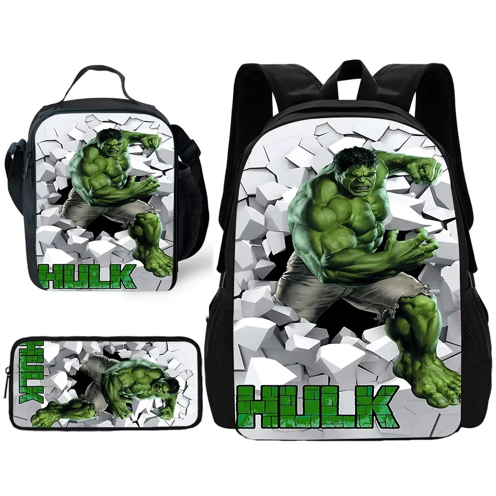 Marvels Super Heroes Hulks Child School Backpack with Lunch Bags ,Pencil Bags ,School Bags for Boys Girls Best Gift