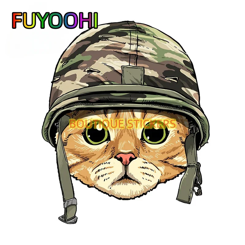 

FUYOOHI Boutique Stickers Cat Soldier Vinyl Car Sticker Camper Car Decal Waterproof Graffiti Motorcycle Decoration