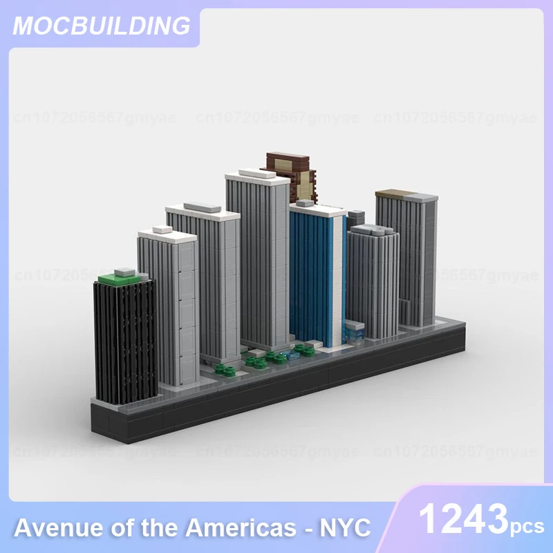 

Avenue of the Americas NYC Architecture Model MOC Building Blocks DIY Assemble Bricks Display Children Toys Xmas Gifts 1243PCS