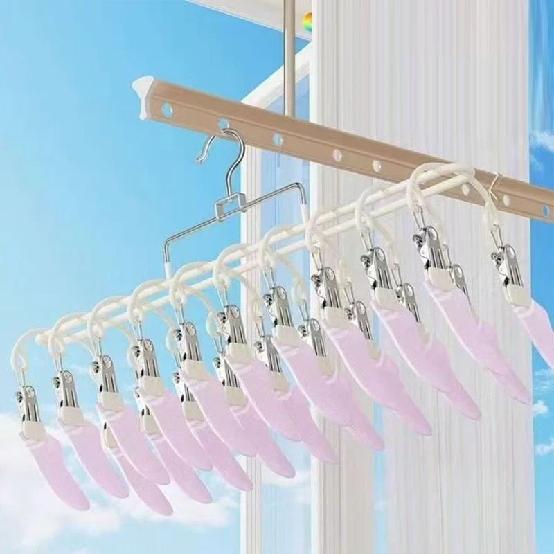 

Ветрозащитные многофункциональные вешалки из нержавеющей стали для сушки одежды, нижнего белья, вешалка для носков с несколькими зажимами