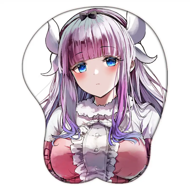 Maiddragon-Tapis de souris de jeu 3D Anime, tapis de manga mignon avec poignet, gel de silicone Oppai, polymères de seins sexy, gros seins, Lucoa, Kanna Kamui