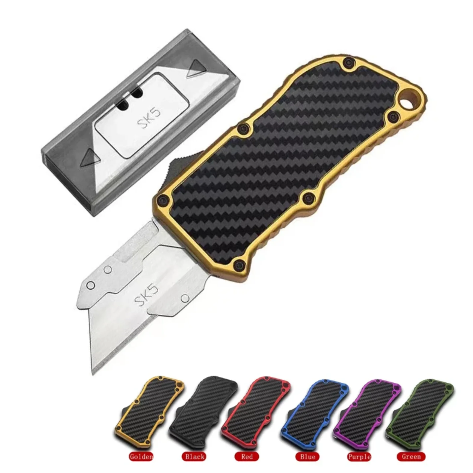 Blade Utility Knife com Lâmina Substituível Alça de Alumínio Multitool Security Hand Tool Outdoor Edc Gift Five Blade Aeronáutico Sk5