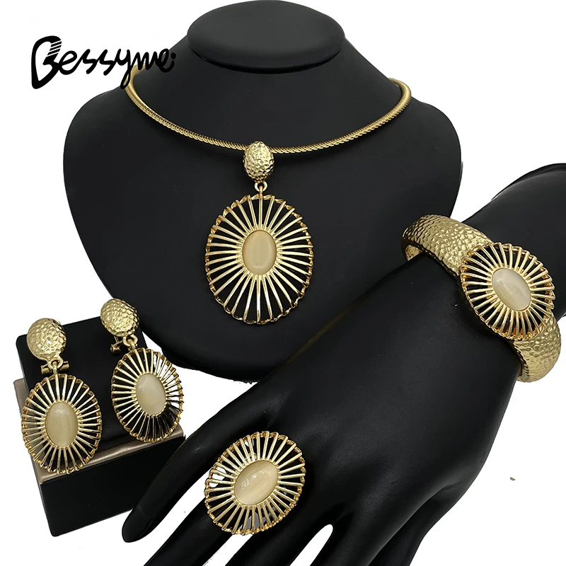 

Luxury Women Jewelry Set Quality African Nigeria Fashion Jewelry Red Stones Bangle Necklaces Earrings And Ring Free Shipping