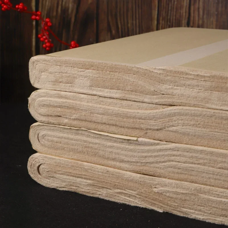 100 Sheets of Thick Imitation Ancient Rough Edge Rice Paper, Beginner Calligraphy Practice