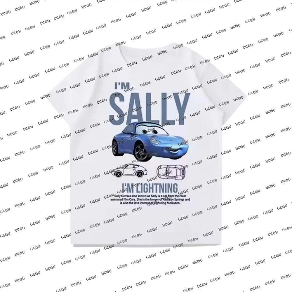 تيشيرتات قطنية من The Car Lighthing McQueen&Sally مع بنطلون بيجاما كبيرة الحجم تناسب النساء والرجال والأزواج ملابس هدايا عيد الميلاد