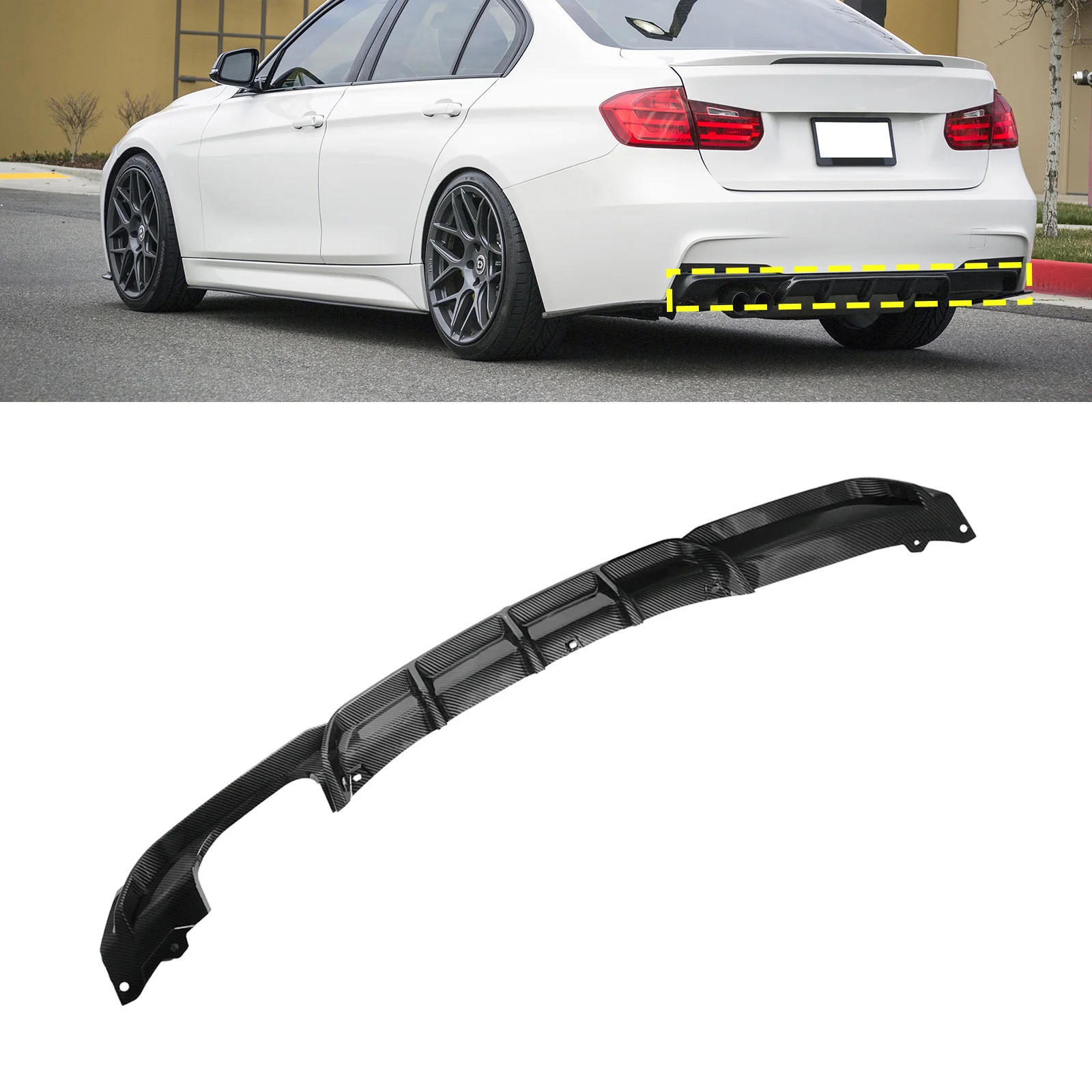 

Rear Diffuser M Performance Twin Exhaust Carbon For BMW F30 F31 3 Series 2011-19