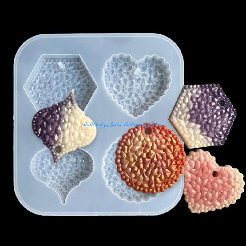 573B Crystal Epoxy Circle Pentagon Heart Listing Silicone Mold DIY Crafts Home Decor